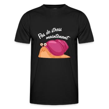 Pas de stress, un escargot qui dort. - T-shirt sport Homme - noir - Devant - AI Model Male 178 dark (178cm)