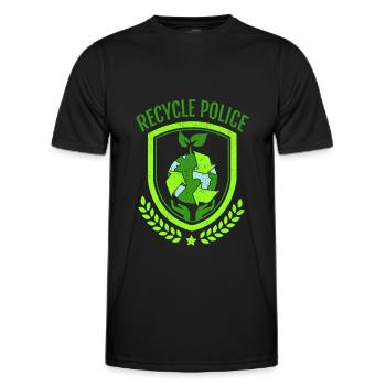 Recycling-Polizei Reduzieren Wiederverwendung Speichern Planet Planet Geschenk - Männer Funktions-T-Shirt - Schwarz - Vorne - AI Model Male 178 dark (178cm)