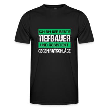 Resistenter Tiefbauer - Männer Funktions-T-Shirt - Schwarz - Vorne - AI Model Male 178 dark (178cm)