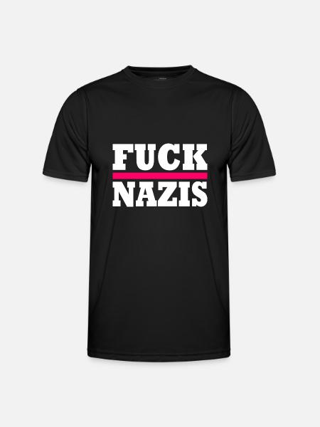 Fuck nazis - Männer Funktions-T-Shirt - Schwarz