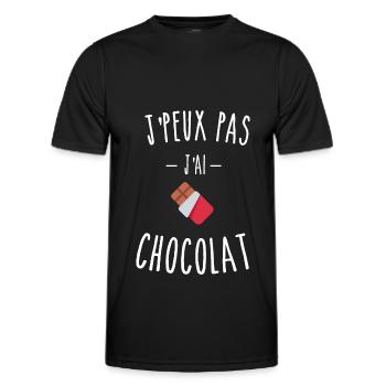 je peux pas j ai chocolat - humour - T-shirt sport Homme - noir - Devant - AI Model Male 178 dark (178cm)