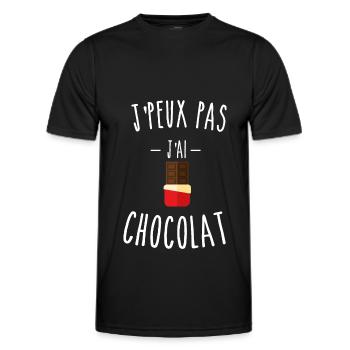 je peux pas j'ai chocolat - tablette - chocolat - T-shirt sport Homme - noir - Devant - AI Model Male 178 dark (178cm)