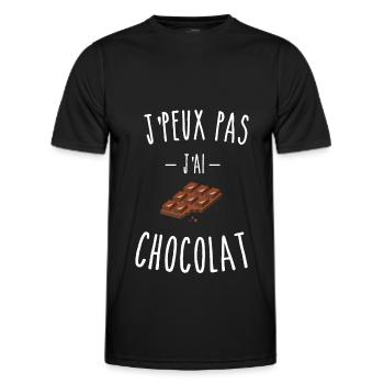 je peux pas j'ai chocolat - tablette - T-shirt sport Homme - noir - Devant - AI Model Male 178 dark (178cm)