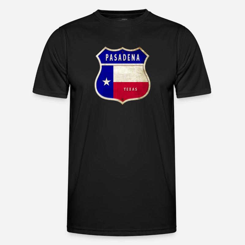 Pasadena Texas Wappen Flaggen Design Männer Funktions-T-Shirt
