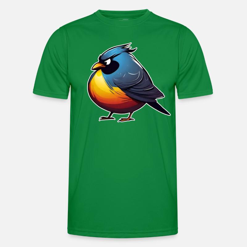 Dicker kleiner grimmiger Vogel Männer Funktions-T-Shirt