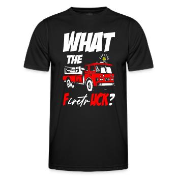What The FiretrUCK Funny Fireman Fire Rescue - Männer Funktions-T-Shirt - Schwarz - Vorne - AI Model Male 178 dark (178cm)