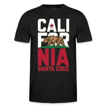 Santa Cruz California vintage retro flag bear - Men's Functional T-Shirt - black - Front - AI Model Male 178 dark (178cm)