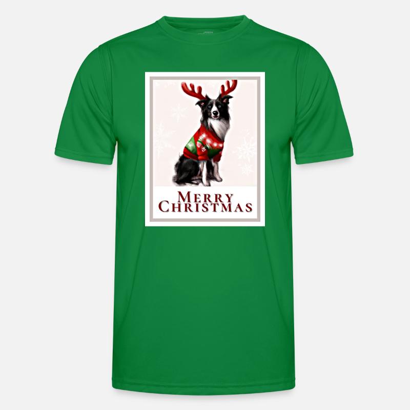 Border Collie Dog dans un pull de Noël T-shirt sport Homme