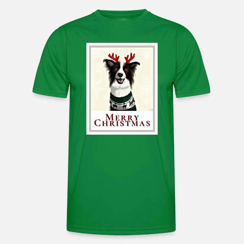 Border Collie Dog dans un pull de Noël. T-shirt sport Homme