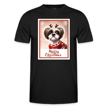 Mignon chien Shih tzu dans un pull de Noël. - T-shirt sport Homme - noir - Devant - AI Model Male 178 dark (178cm)