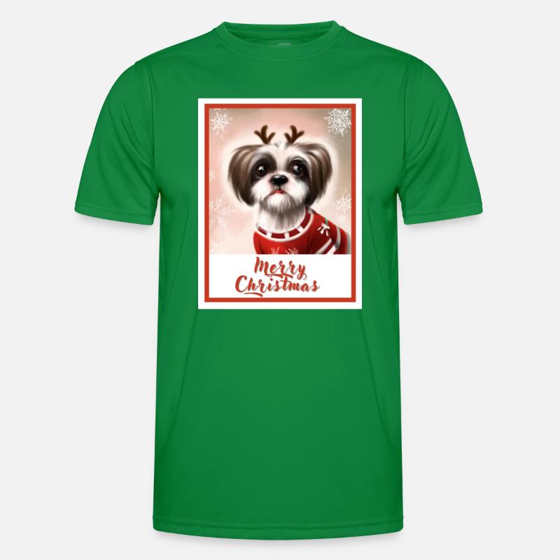 Mignon chien Shih tzu dans un pull de Noël. T-shirt sport Homme