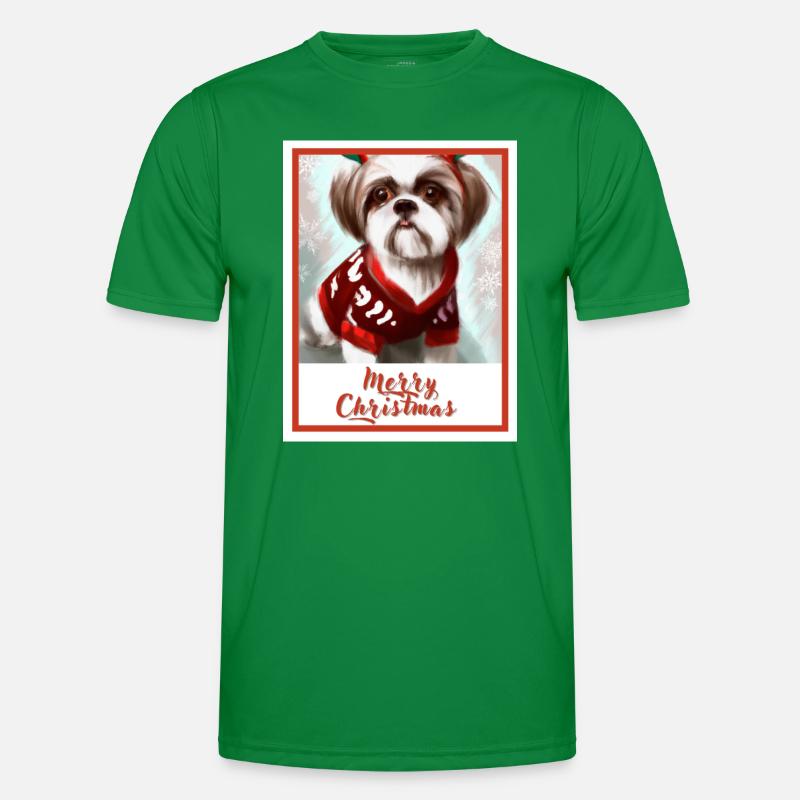 Shih tzu chien dans un pull de renne de Noël. T-shirt sport Homme