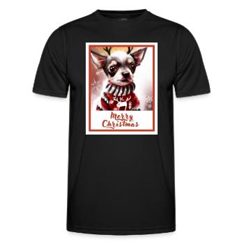 Hund (Chihuahua) im Weihnachtspullover mit Reinde - Männer Funktions-T-Shirt - Schwarz - Vorne - AI Model Male 178 dark (178cm)