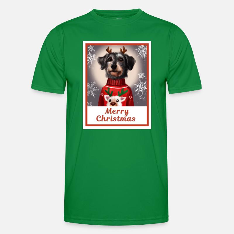 Schnauzer noir miniature dans un pull de Noël. T-shirt sport Homme