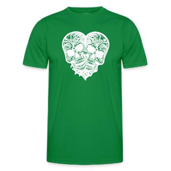 Deux crânes Coeur Tatouage Style Tribal - T-shirt sport Homme - vert - Devant - AI Model Male 178 dark (178cm)