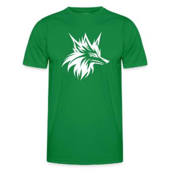 Wild Wolf Head Tattoo Style Portrait - Men's Functional T-Shirt - kelly green - Front - AI Model Male 178 dark (178cm)