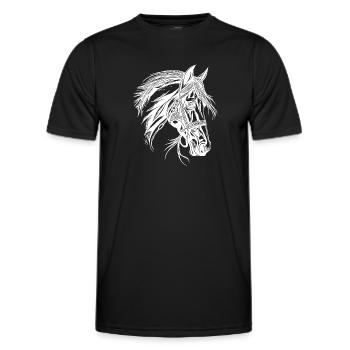 Cheval robuste à crinière Dressage équestre Sports équestres - T-shirt sport Homme - noir - Devant - AI Model Male 178 dark (178cm)
