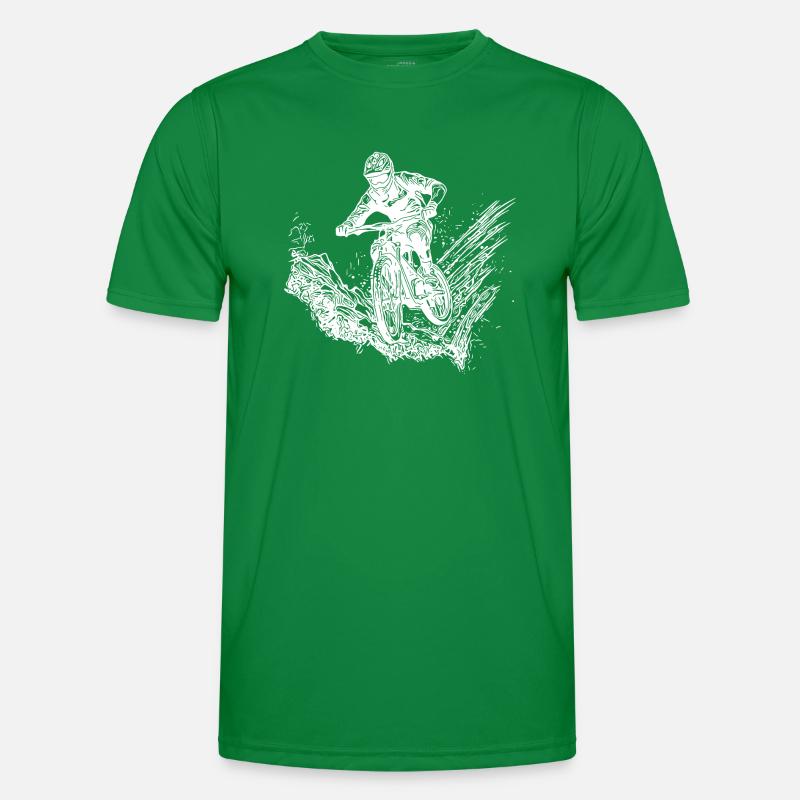 Mountainbiker Radfahrer Schlamm Wald Abfahrt Männer Funktions-T-Shirt