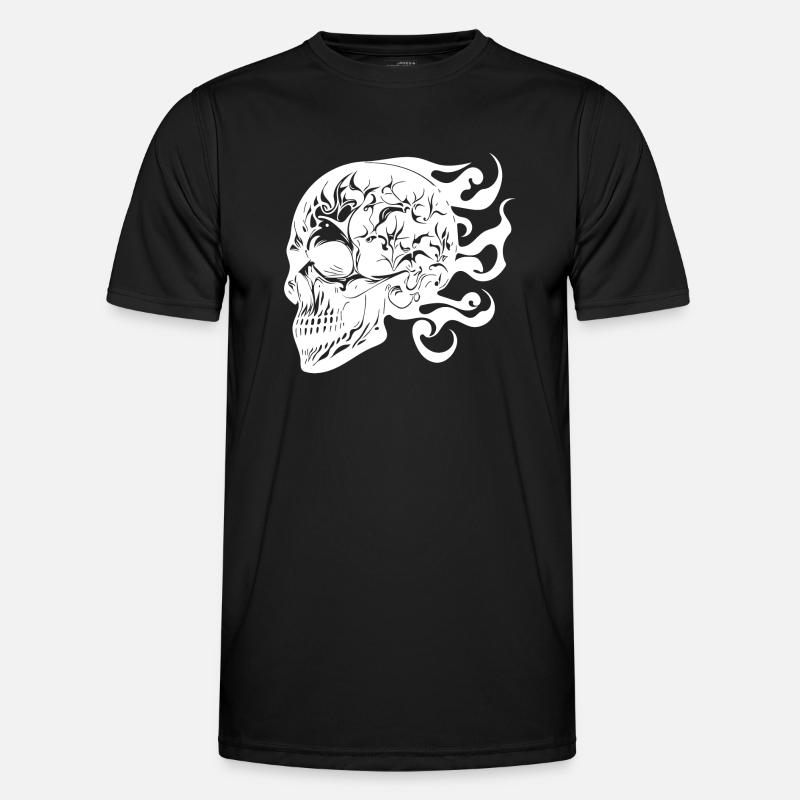 Lachender brennender grinsender Tattoo Schädel - Männer Funktions-T-Shirt - Schwarz