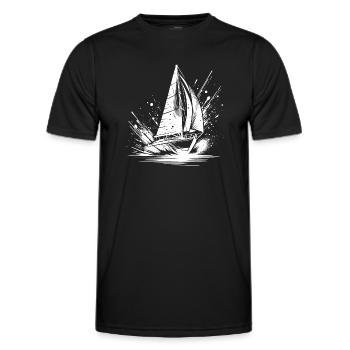Schnelles Segelboot bei Splash Wellengang - Männer Funktions-T-Shirt - Schwarz - Vorne - AI Model Male 178 dark (178cm)