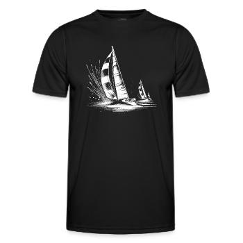 Regatta Segelboote hart im Wind und Wellengang - Männer Funktions-T-Shirt - Schwarz - Vorne - AI Model Male 178 dark (178cm)