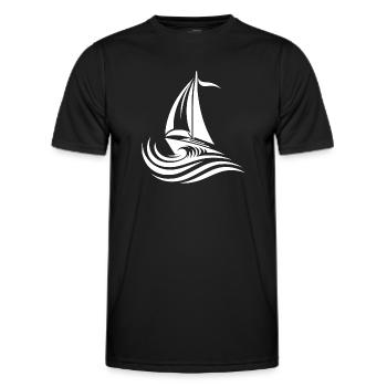 Segelboot bei starkem Wellengang bei rauher See - Männer Funktions-T-Shirt - Schwarz - Vorne - AI Model Male 178 dark (178cm)