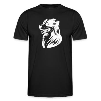 Knuffiger Australian Shepherd Hund Vierbeiner - Männer Funktions-T-Shirt - Schwarz - Vorne - AI Model Male 178 dark (178cm)