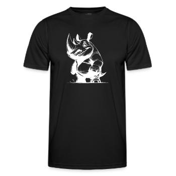 Lustiges Spitzmaulnashorn mit riesigem Horn - Männer Funktions-T-Shirt - Schwarz - Vorne - AI Model Male 178 dark (178cm)