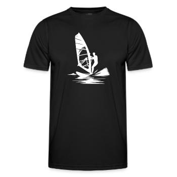 Surftechnik mit Windkraft Wind und Meeresbrise - Männer Funktions-T-Shirt - Schwarz - Vorne - AI Model Male 178 dark (178cm)