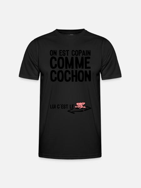 copain comme cochon citation1 expression - T-shirt sport Homme - noir