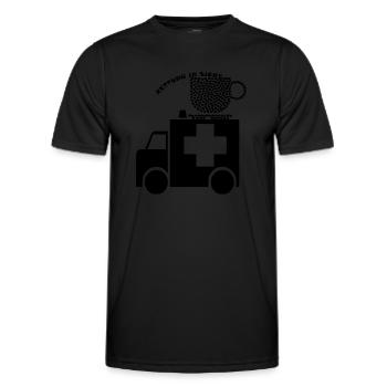 Kaffee, Rettung in Sicht. Rettungswagen-Kaffee - Männer Funktions-T-Shirt - Schwarz - Vorne - AI Model Male 178 dark (178cm)