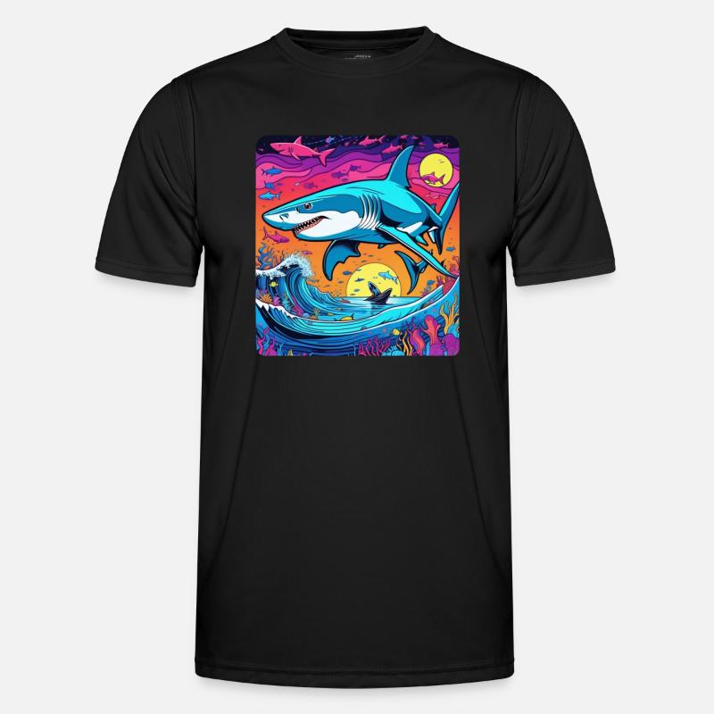 Shark & Sunset - Men's Functional T-Shirt - black