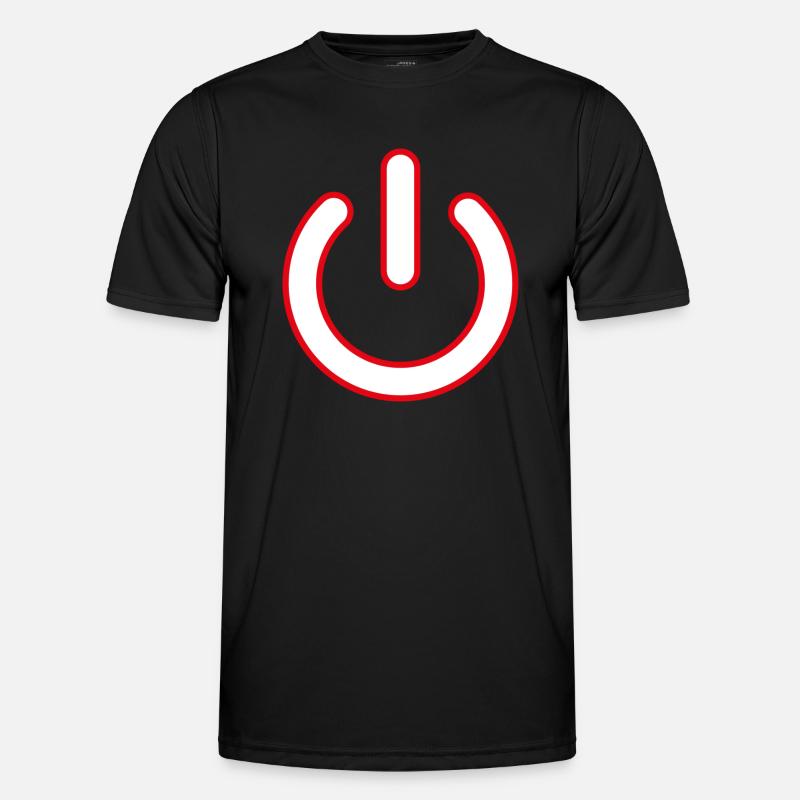 roter Powerbutton Männer Funktions-T-Shirt