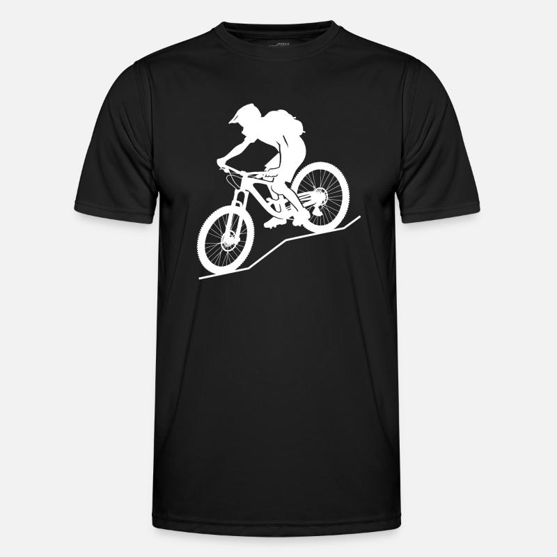 Dynamischer Mountainbiker - Männer Funktions-T-Shirt - Schwarz