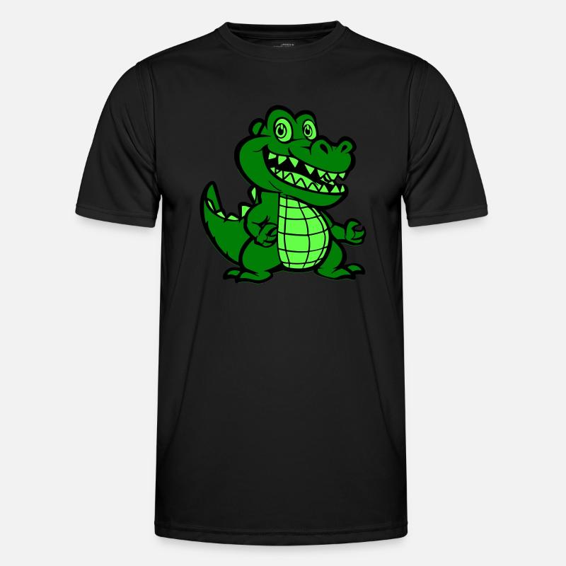 Krokodil Comic - Männer Funktions-T-Shirt - Schwarz