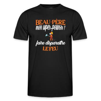 Beau-père t-shirt pompier humoristique métier - T-shirt sport Homme - noir - Devant - AI Model Male 178 dark (178cm)