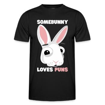 Bunny Pun Somebunny Loves Puns Punster - Men's Functional T-Shirt - black - Front - AI Model Male 178 dark (178cm)