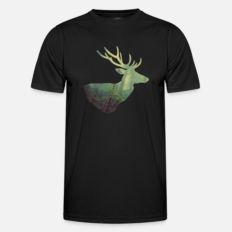 Deer in the forest - Men's Functional T-Shirt - black