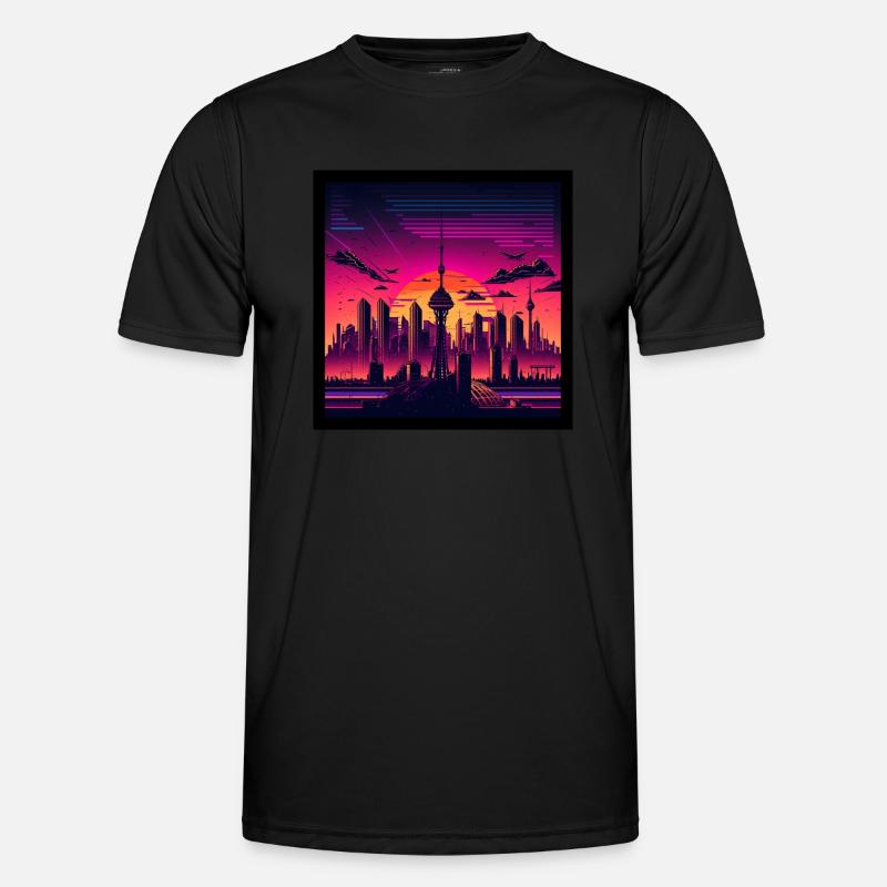 Skyline von Berlin im Abendlicht Männer Funktions-T-Shirt