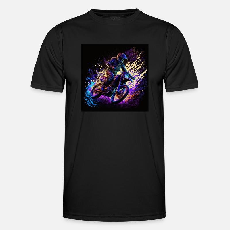 cool motocrosser in black light style Men's Functional T-Shirt