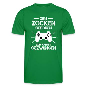 Né au jeu forcé de travailler - T-shirt sport Homme - vert - Devant - AI Model Male 178 dark (178cm)