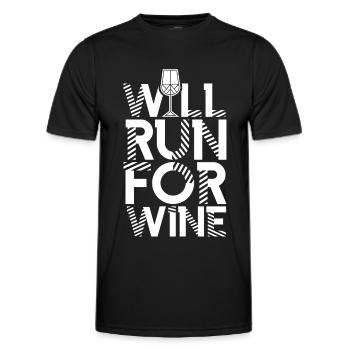 Will Run For Wine Wines Wine Wine Glass - Men's Functional T-Shirt - black - Front - AI Model Male 178 dark (178cm)