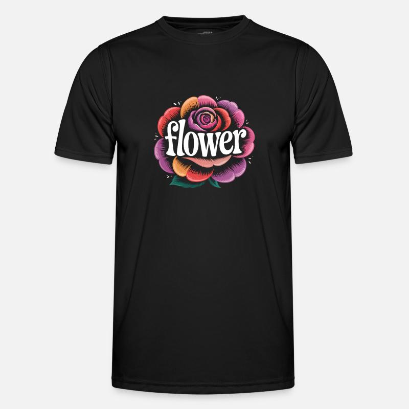 Blumen Logo - Cooles Gartendesign - Männer Funktions-T-Shirt - Schwarz