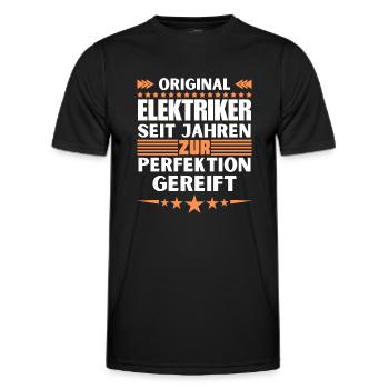 Electricians matured to perfection - Men's Functional T-Shirt - black - Front - AI Model Male 178 dark (178cm)