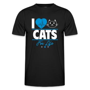 Ich liebe Katzen für immer – für wahre Katzenfans! - Männer Funktions-T-Shirt - Schwarz - Vorne - AI Model Male 178 dark (178cm)