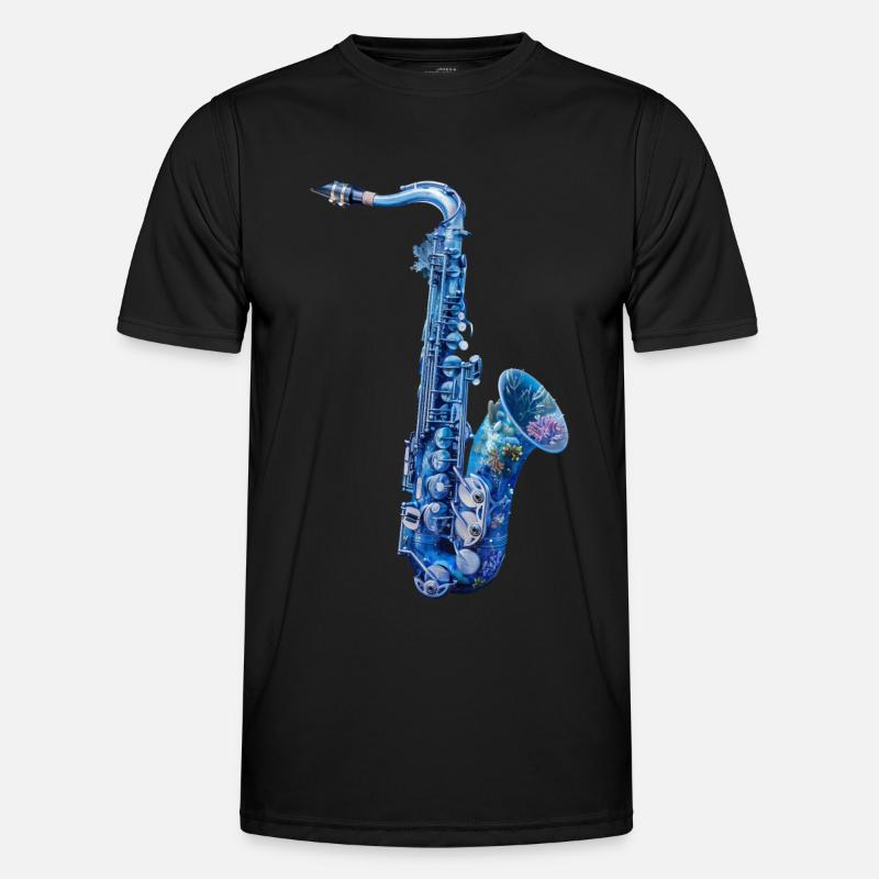 Fish Saxophone - Men's Functional T-Shirt - black
