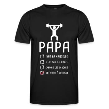 Papa musclé musculation fête des pères muscu - T-shirt sport Homme - noir - Devant - AI Model Male 178 dark (178cm)