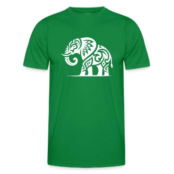 Elefanten Kunst Tattoo mit großen Stoßzähnen - Männer Funktions-T-Shirt - Kelly Green - Vorne - AI Model Male 178 dark (178cm)