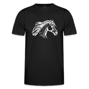 Cheval robuste à crinière étalon équestre - T-shirt sport Homme - noir - Devant - AI Model Male 178 dark (178cm)