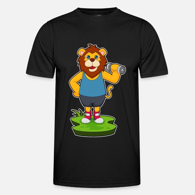 Lion Bodybuilder Dumbbell - Men's Functional T-Shirt - black